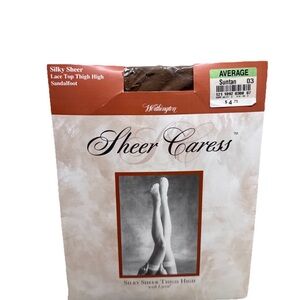 Worthington Silky Sheer Lace Top Thigh High Average Suntan 03